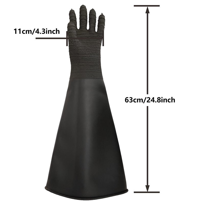 HOLDWIN Heavy Duty Sandblasting Gloves - 24.8" Striped Rubber Gloves for Sandblaster Protection - Image 2